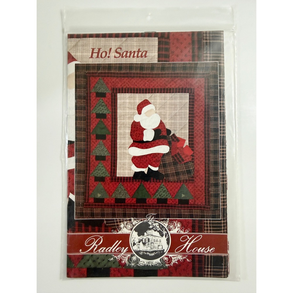Radley House Ho! Santa Quilt Pattern Unisex OS Red Plaid Christmas Wall Hanging